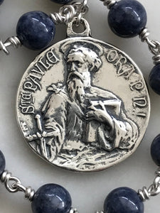 Sterling Pocket Rosary - Saint Peter and Paul - Sapphire - Beautiful Crucifix - One Single Decade Rosary