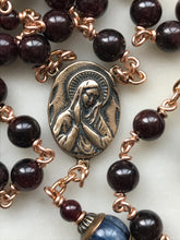 Load image into Gallery viewer, Sorrowful Mother Rosary - Garnet and Kyanite Gemstones and Solid Bronze - Pardon Crucifix CeCeAgnes

