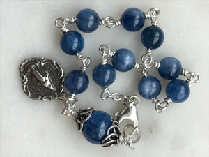 Blue Kyanite Rosary Bracelet - All Sterling - Wire-wrapped CeCeAgnes