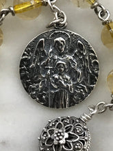 Load image into Gallery viewer, Guardian Angel Pocket Rosary - Citrine Single Decade Tenner - Sterling Silver
