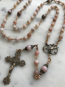 Holy Spirit Heirloom Rosary - Opals and Bronze CeCeAgnes