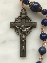 Load image into Gallery viewer, Sacred Heart Rosary - Lapis and Bronze - One Decade Rosary - Pocket Rosary CeCeAgnes
