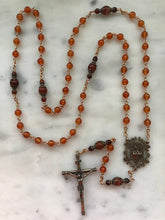 Load image into Gallery viewer, Carnelian and Bronze Rosary - Sacred Heart - Spanish Crucifix CeCeAgnes

