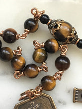 Load image into Gallery viewer, Saint Junipero Serra Rosary - Tiger eye and Bronze CeCeAgnes
