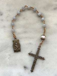 Joan of Arc Rosary - Aquamarine and Bronze - One Decade Rosary - Pocket Rosary CeCeAgnes