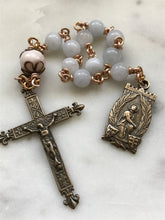 Load image into Gallery viewer, Joan of Arc Rosary - Aquamarine and Bronze - One Decade Rosary - Pocket Rosary CeCeAgnes
