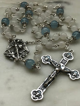 Load image into Gallery viewer, St. Michael Chaplet - Sterling and Argentium Silver - St. Michael Center - Beautiful Crucifix - Moonstone and Aquamarine CeCeAgnes
