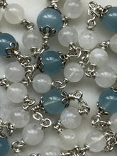 Load image into Gallery viewer, St. Michael Chaplet - Sterling and Argentium Silver - St. Michael Center - Beautiful Crucifix - Moonstone and Aquamarine CeCeAgnes

