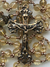 Load image into Gallery viewer, Citrine Rosary - Bronze - Gemstone - Antique Reproduction Medals - wire-wrapped CeCeAgnes
