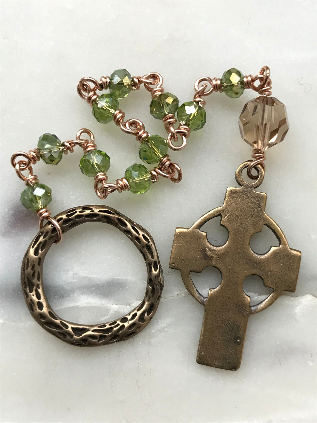 Tiny Irish Penal Rosary - Celtic Crystal Single Decade Rosary CeCeAgnes