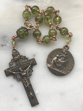 Load image into Gallery viewer, Queen of Peace Pocket Rosary - Peridot and Bronze - Single Decade Tenner CeCeAgnes
