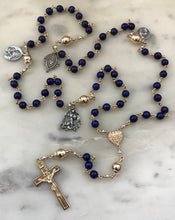 Load image into Gallery viewer, Stunning Silver, Gold and Lapis Rosary! - Reproductions of Antique Medals - 14K Gold Rosary Parts - 14K Gold Filled Wire CeCeAgnes
