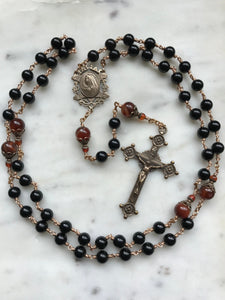 Large Black Onyx Rosary - Bronze Medals CeCeAgnes