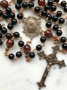 Large Black Onyx Rosary - Bronze Medals CeCeAgnes