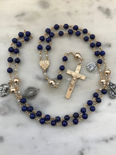Load image into Gallery viewer, Stunning Silver, Gold and Lapis Rosary! - Reproductions of Antique Medals - 14K Gold Rosary Parts - 14K Gold Filled Wire CeCeAgnes
