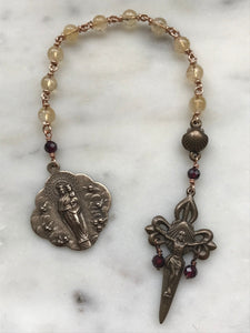 Saint James Pocket Rosary - Our Lady of the Pillar - Citrine and Bronze CeCeAgnes