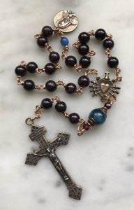 Combination One Decade Rosary and Seven Sorrows Chaplet - Garnet and Bronze CeCeAgnes