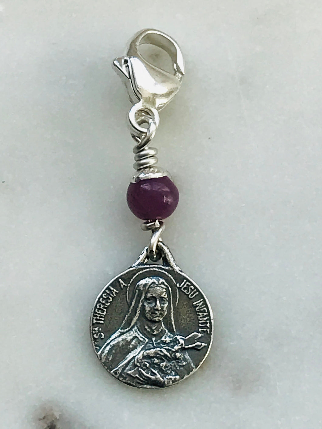 Saint Therese Bag Charm - Zipper Pull - All Sterling Silver CeCeAgnes