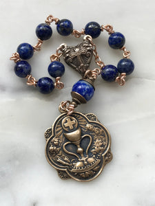 Blue Pocket Rosary - First Communion Tenner - Lapis and Bronze - Single Decade Rosary CeCeAgnes