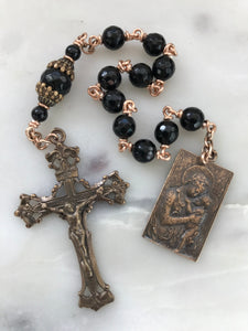 Madonna and Child Single Decade Rosary - Onyx and Bronze Tenner CeCeAgnes
