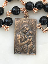 Load image into Gallery viewer, Madonna and Child Single Decade Rosary - Onyx and Bronze Tenner CeCeAgnes
