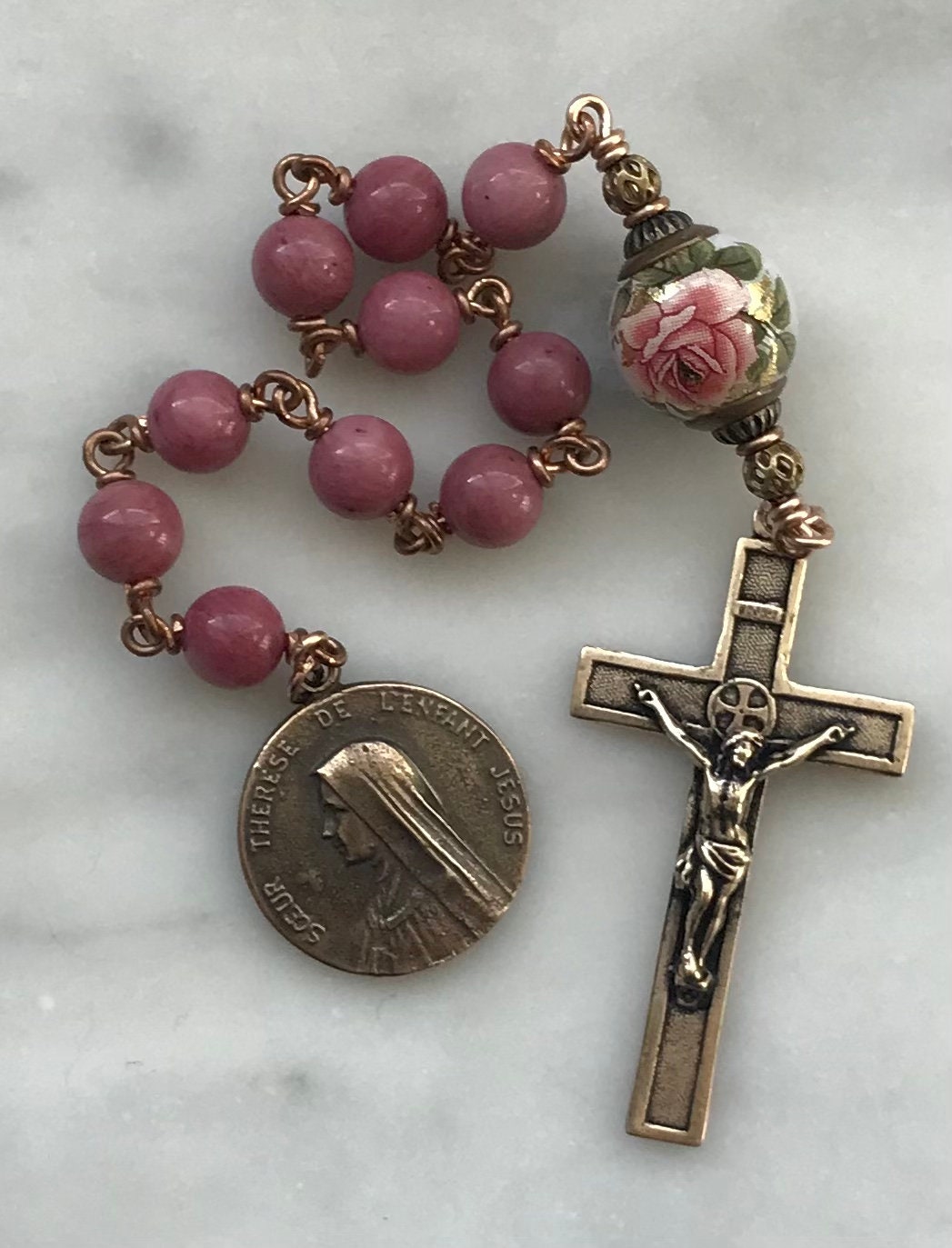 Saint There’s Single Decade Rosary - Bronze - Roses CeCeAgnes