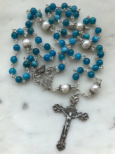 Apatite Gemstone Rosary - Sterling Silver Medals - Reproductions of Antique Medals CeCeAgnes