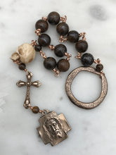 Load image into Gallery viewer, Memento Mori Rosary - Bronzite and Ox Bone - Bronze - Wire-wrapped Tenner CeCeAgnes
