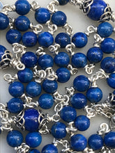 Load image into Gallery viewer, Sterling Silver AAA Lapis Lazuli Gemstone Rosary - Antique Reproduction Medals - Virgo Maria CeCeAgnes
