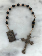 Load image into Gallery viewer, Madonna and Child Single Decade Rosary - Onyx and Bronze Tenner CeCeAgnes
