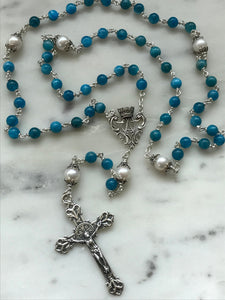 Apatite Gemstone Rosary - Sterling Silver Medals - Reproductions of Antique Medals CeCeAgnes
