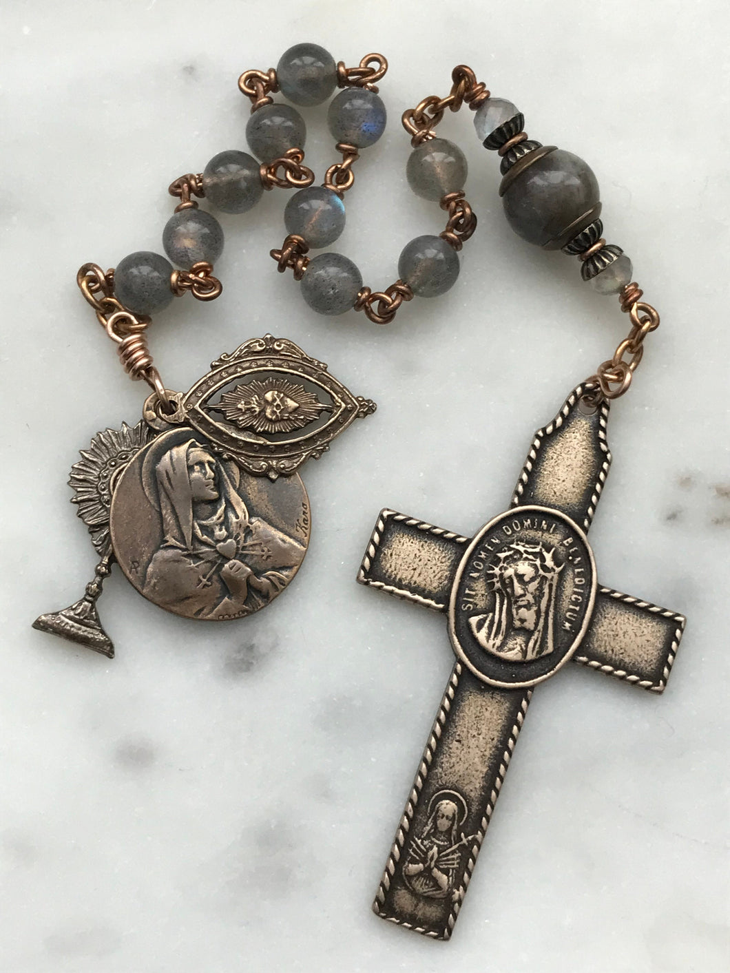 Passion rosary - Labradorite and Bronze - Eucharist - Adoration - Sacred Heart - Immaculate Heart CeCeAgnes