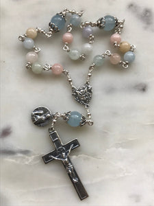 Saint Anne Chaplet - Grandmother's Chaplet - Sterling Silver, Morganite Rosary CeCeAgnes