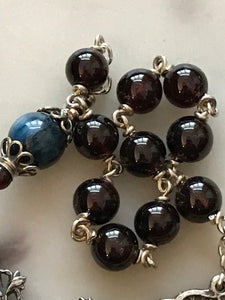 Saint Kateri Tekakwitha Tenner - Lily of the Mohawks Garnet Gemstone Rosary - Argentium and Sterling Silver - Single Decade Rosary CeCeAgnes