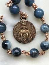 Load image into Gallery viewer, King Saint Louis Pocket Rosary - Crown of Thorns - Dark Aquamarine and Bronze- Single Decade Tenner CeCeAgnes
