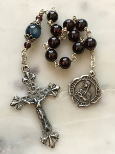 Saint Kateri Tekakwitha Tenner - Lily of the Mohawks Garnet Gemstone Rosary - Argentium and Sterling Silver - Single Decade Rosary CeCeAgnes