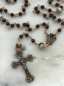 Tiny Rosary - Turquoise and Hematite - Bronze CeCeAgnes