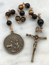 Load image into Gallery viewer, Saint Anthony Rosary - Tiger eye and Bronze - Single Decade Tenner
