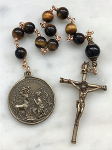 Saint Anthony Rosary - Tiger eye and Bronze - Single Decade Tenner