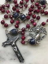 Load image into Gallery viewer, Brilliant Ruby and Sapphire Gemstone Rosary - Sterling Silver CeCeAgnes
