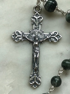 Saint Joseph Rosary - Sterling Silver and Seraphinite Gemstones - Beautiful Lilies Crucifix - Single Decade Rosary CeCeAgnes