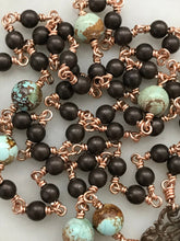 Load image into Gallery viewer, Tiny Rosary - Turquoise and Hematite - Bronze CeCeAgnes
