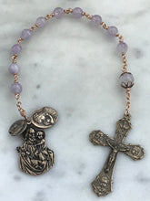 Load image into Gallery viewer, Holy Family Pocket Rosary - Amethyst and Bronze - Single Decade Rosary - Saint Ann Saint Joseph CeCeAgnes
