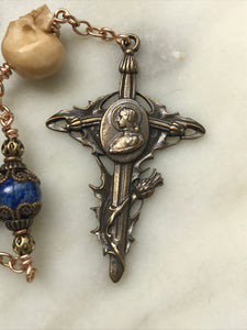 Saint Joan Chaplet - Wire wrapped - Lapis Lazuli Gemstones - Bronze - St. Michael - CeCeAgnes