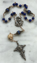 Load image into Gallery viewer, Saint Joan Chaplet - Wire wrapped - Lapis Lazuli Gemstones - Bronze - St. Michael - CeCeAgnes
