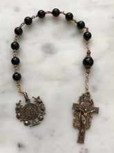 Load image into Gallery viewer, Jesuit Martyrs Rosary - North American Martyrs - Black Onyx Gemstones - Beautiful Crucifix - Single Decade Rosary - Our Lady of Carmel
