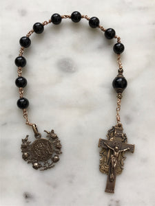 Jesuit Martyrs Rosary - North American Martyrs - Black Onyx Gemstones - Beautiful Crucifix - Single Decade Rosary - Our Lady of Carmel