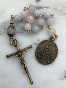 Our Lady of Fatima Pocket Rosary - Dream Quartz and Bronze - Single Decade Rosary - CeCeAgnes