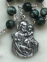 Load image into Gallery viewer, Saint Joseph Rosary - Sterling Silver and Seraphinite Gemstones - Beautiful Lilies Crucifix - Single Decade Rosary CeCeAgnes
