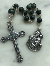 Load image into Gallery viewer, Saint Joseph Rosary - Sterling Silver and Seraphinite Gemstones - Beautiful Lilies Crucifix - Single Decade Rosary CeCeAgnes
